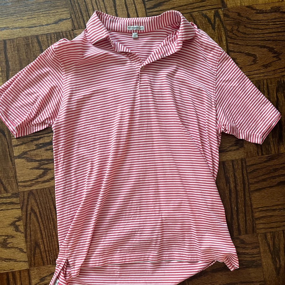 Peter Milar Red Striped Polo Size Large